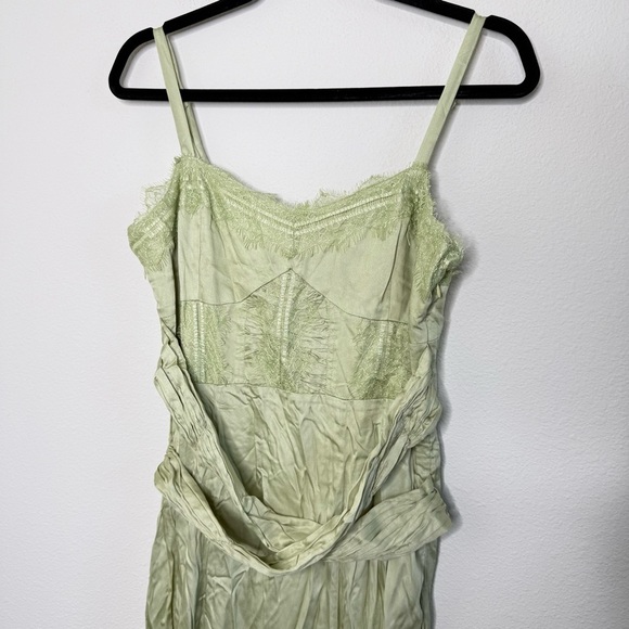 Anthropologie Let Me Be A-Line Lace-Trimmed Midi Dress Sage Green Size XS - Picture 5 of 16